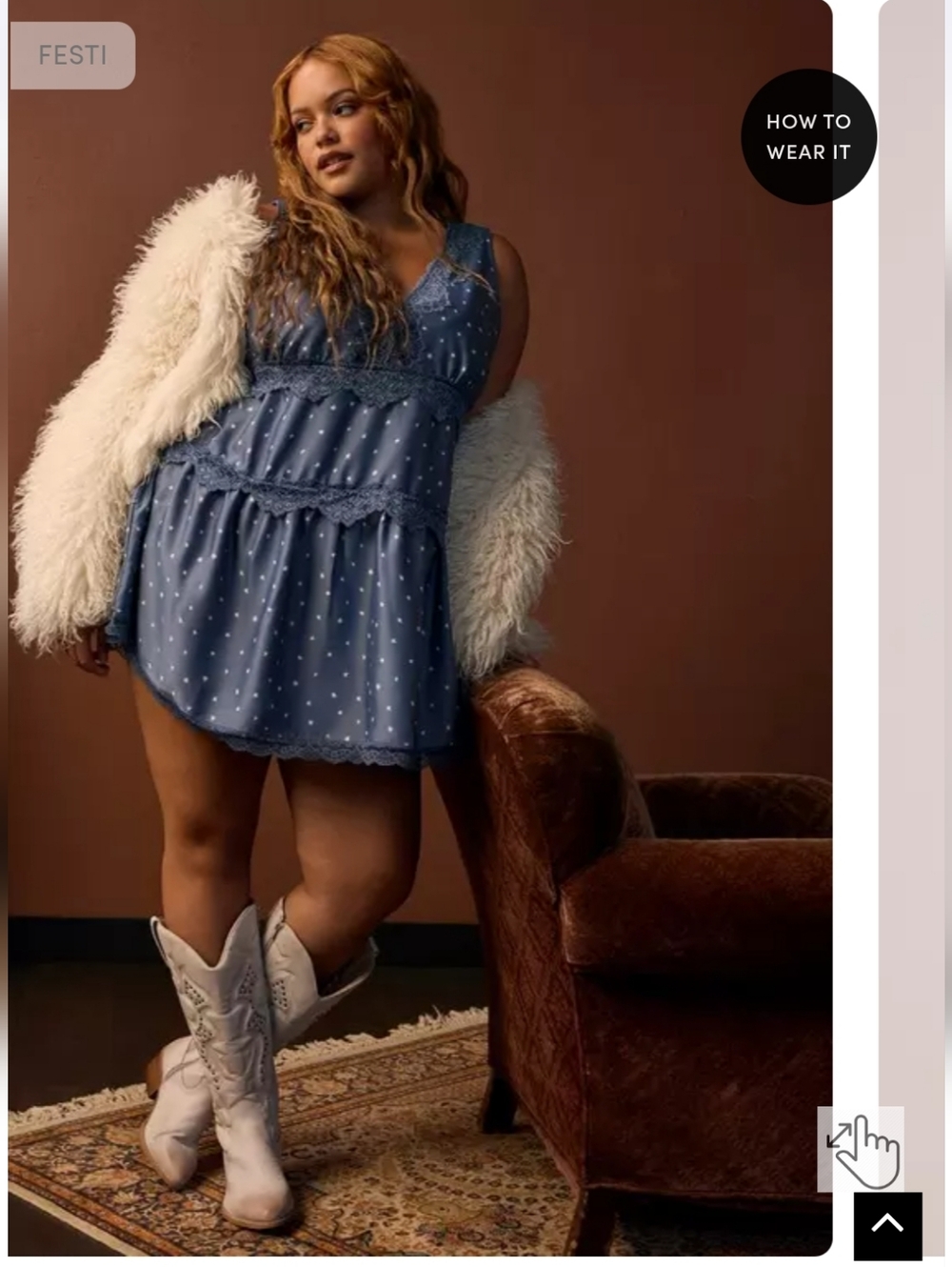 Blue Polka Dot Lace-Trim Slip Dress